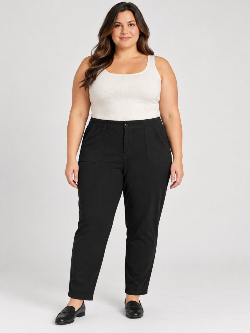 32° HEAT Black XXL Stretch Knit Pants Elastic Waist Patch Pockets Minimalist